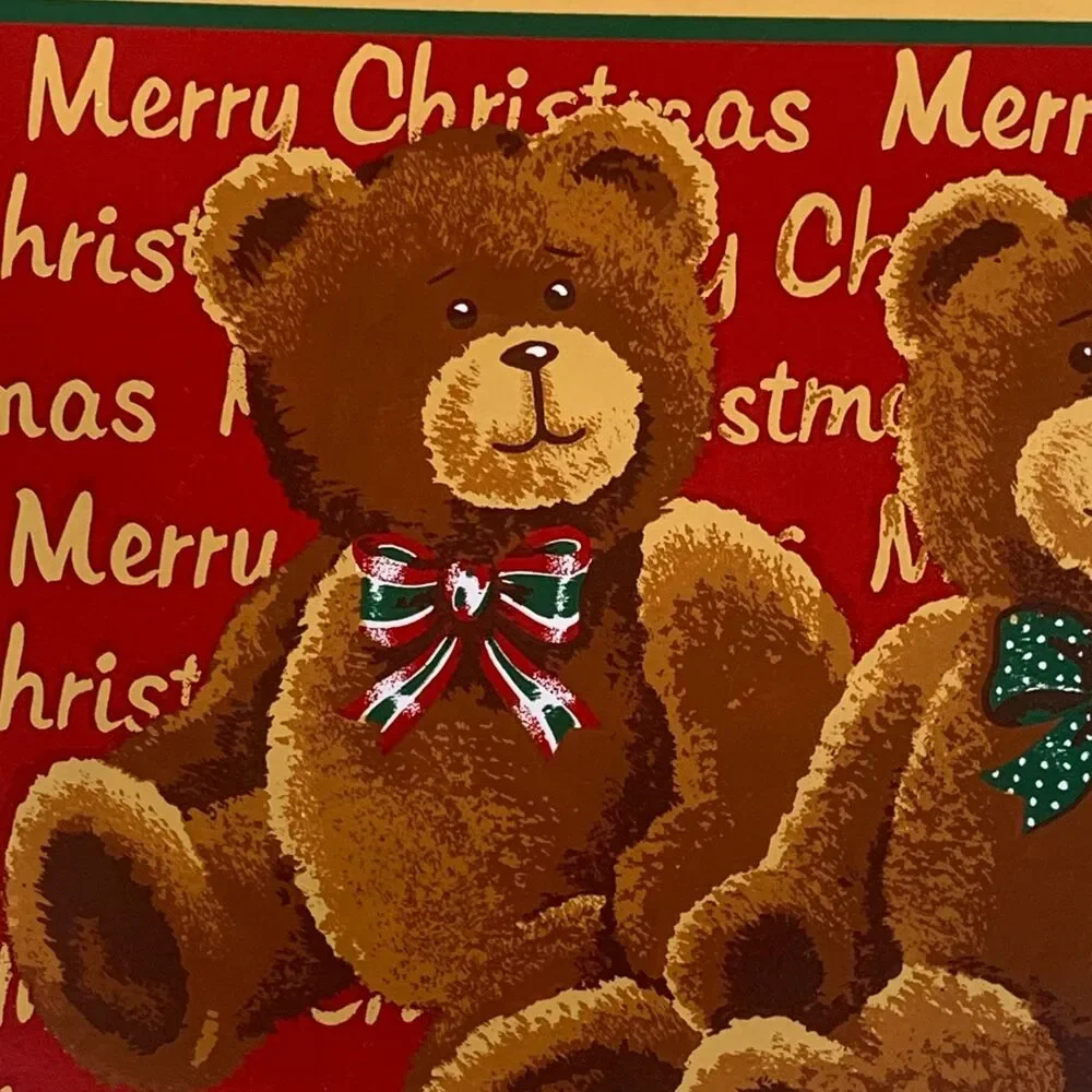 VTG Town & Country Christmas Vinyl Placemats Santa Bears 11.5”x17.5” Set Of 4